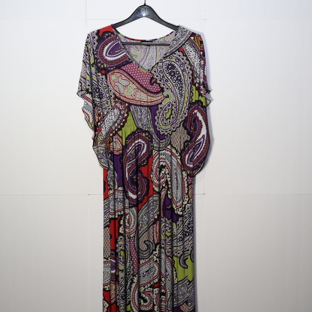 Intriguing Threads Womens 20W L 54 Abstract Multicolor Paisley V Neck Dress